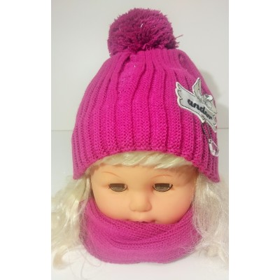 Detské čiapky dievčenské zimné + šálik - model 785 - d